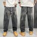 Men's Gradient Wash Straight-Leg Jeans – Urban Streetwear Denim Pants With Distressed Fading & Relaxed Fit_mkmklike.com