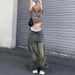 Vintage Washed Print Jeans Women's Low-Rise Loose Fit Distressed Flare Boho Streetwear Casual Long Pants_mkmklike.com