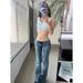 Ameican Eto Washed Distessed Flaed Jeans Fo Women, Y2K Hot Gil Slim-fit Vesatile Floo-length Pants,_mkmklike.com
