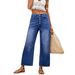 Women's Stretch Loose Cropped Jeans Button Up Casual Loose Fit High Waist Ankle Jeans Denim Trousers_mkmklike.com