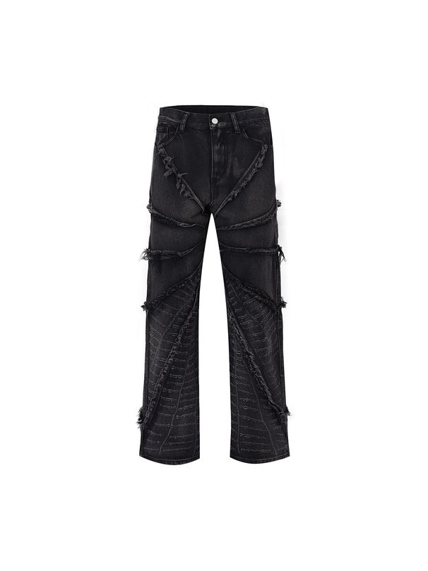 Y2K Punk Baggy Jeans Men's American Street Rock Retro High Waist Wide Leg Jeans Oversized Hip Hop Goth Long Black Trousers_mkmklike.com