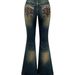 Women's High-Waisted Flared Jeans Heavy Embroidery European American Style Distressed Cross Border Exclusive Denim_mkmklike.com