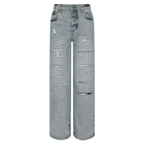 Men's Clothing Fashion All Match Loose Straight Jeans Men's Ripped Straight Pants_mkmklike.com
