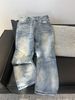 Men's Clothing New A Line Washed Blue Straight Loose Cleanfit Jeans_mkmklike.com