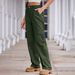 Women's Distressed Denim Cargo Pants With Semi-Elastic Waist - Streetwear Straight-Leg Workwear Pants For Spring_mkmklike.com