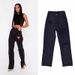 women's high waist slim straight denim trousers floor-length trousers ripped leg slits drape slightly flared trousers_mkmklike.com