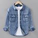 Autumn Casual Long Sleeved Denim Shirt, Men's Trendy Versatile Retro Pure Cotton Workwear Shirt, Men's Outerwear Top_mkmklike.com