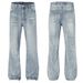 Cleanfit Unisex High Street Vintage Washed Light Blue Jeans Loose Straight Leg Slight Flare Classic Denim for Men And Women S-XXXL_mkmklike.com