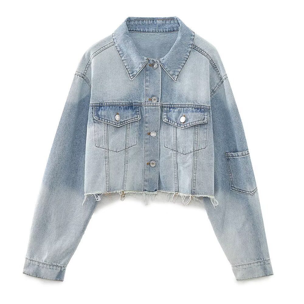 Women’s Cropped Denim Jacket – Stylish Short Blue Coat For Casual & Streetwear (XS/S/M/L)_mkmklike.com