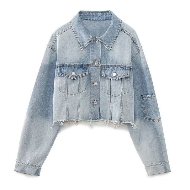 Women’s Cropped Denim Jacket – Stylish Short Blue Coat For Casual & Streetwear (XS/S/M/L)_mkmklike.com