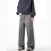 Men's Retro Gray Straight Leg Jeans Distressed Wash Casual Wide Leg Trousers Mid Waist Spring Style High Street_mkmklike.com