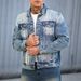 Men's Clothing Heavy Duty Denim Jacket Trendy Brand Pleated Gradient High Street Style Slight Stretch Outerwear_mkmklike.com