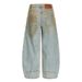 Waste Soil Washed Vintage Dirty Denim Scimitar Pants Men's Street Fashion Punk Niche Design Sense Oversized Wide-Leg_mkmklike.com
