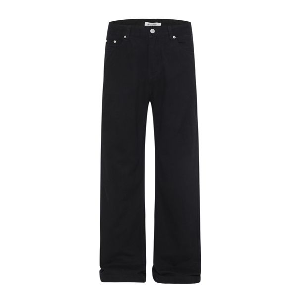 Men's Clothing Wide Casual Pants Black And White Solid Color Pure Cotton Classic Washed Loose Simple Cleanfit Jeans_mkmklike.com