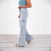 Women's High Waist Cargo Jeans - Stretch Denim Utility Pants With Multiple Pockets, Straight Leg & Streetwear Style (Light Blue, S-XXXL)_mkmklike.com