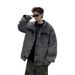 Heavy Industry Washed Worn Hooded Denim For Men In Spring Autumn, American Fashion Brand, Cool And Trendy, Niche_mkmklike.com