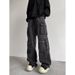 Spring And Autumn New High Street Multi-pocket Functional Tooling Jeans Men's Vibe Trendy Brand Street Loose Wide-leg Trousers_mkmklike.com