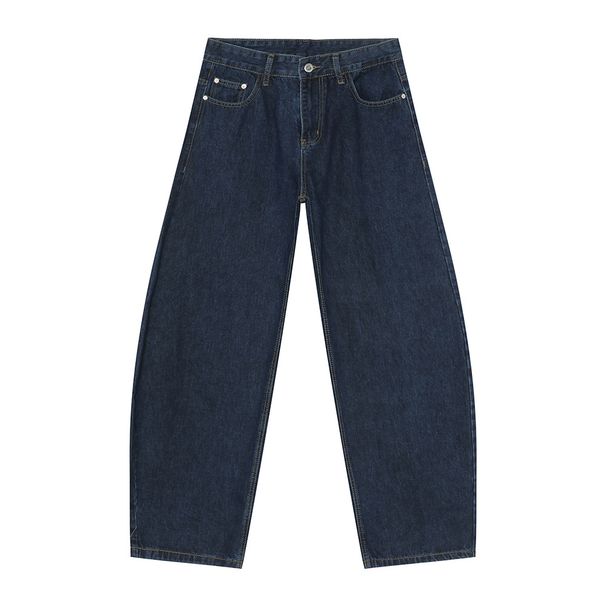 Men's Korean Streetwear Jeans – Wide-Leg Blade Cut, Washed Cotton Blend (XS-XL, Distressed/Black/White)_mkmklike.com