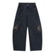 American High Street Silhouette Scimitar Jeans Trendy Brand Men's Design Sense Deconstructed Embroidered Pocket Curved_mkmklike.com