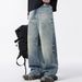 Trendy Washed Straight-Leg Jeans For Men American Style Loose Wide-Leg Pants High Street Floor-Length Trousers_mkmklike.com