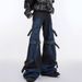 Men's Heavyweight Vibe Multi-Pocket Lace-Up Cargo Jeans Loose Fitting Straight Leg Wide Leg Floor Length Trousers Functional Patchwork Design_mkmklike.com