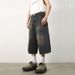 Retro Distressed Loose Wide Leg Denim Shorts for Men Hong Kong Style Nostalgic Vintage Summer Lazy Trendy Clothing_mkmklike.com