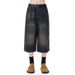 2025 New American Retro Washed Straight Denim Shorts For Men And Women, Distressed Slimming Versatile Wide-Leg Cropped_mkmklike.com