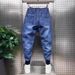 Spring And Autumn Men's Simple Jeans Fashion New Patchwork Versatile Slim Jogger Washed Harem Pants_mkmklike.com