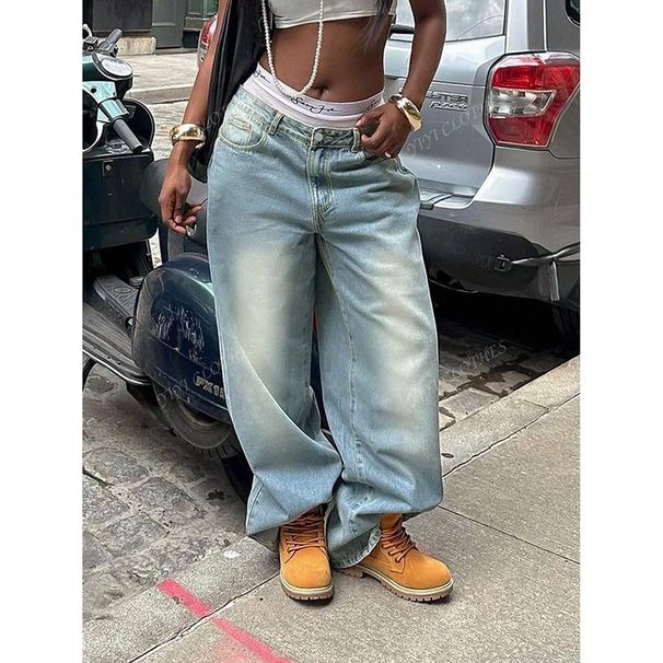 Women's Clothing Vintage Washed High Waist Straight Leg Jeans For Women - Distressed Denim Pants With Comfortable Stretch, Casual Loose Fit ( S-3XL)_mkmklike.com