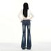 Yi Mengling's American-style Ultra-low-waist Micro-flare Jeans Women, Autumn And Winter Version, Slimming, Washed Blue,_mkmklike.com