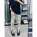 American High Street Amy New Jeans Men's Versatile Ripped Pink Patch Slim Straight Casual Long Pants_mkmklike.com