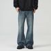 Men's Clothing American High Street Vibe Lightning Crackle Pattern Cleanfit Wide Leg Flared Jeans For Men_mkmklike.com