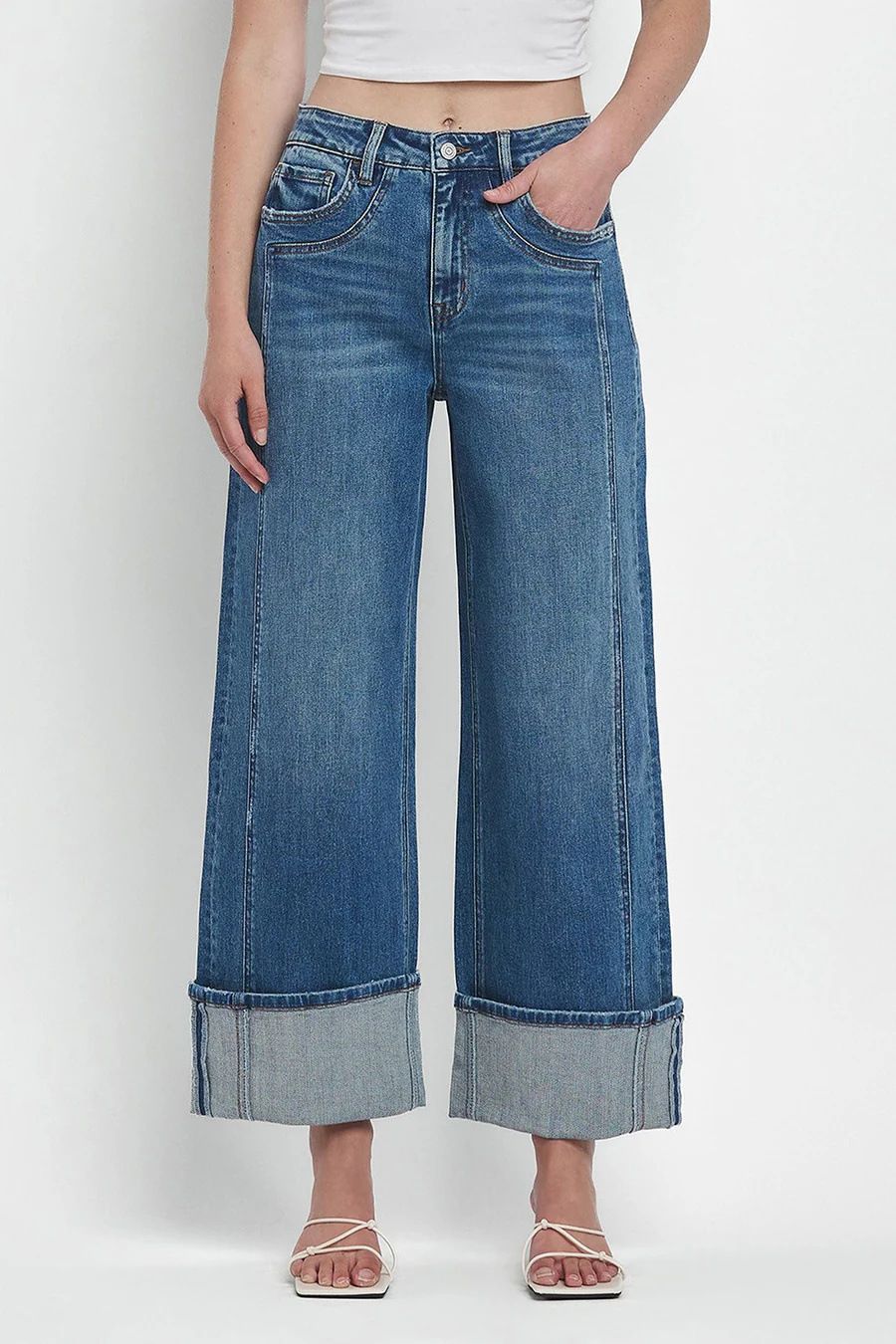Women's Relaxed Fit Mid-Rise Straight Leg Washed Denim Jeans For Casual Streetwear (Light Blue, Dark Blue) - S/M/L/XL_mkmklike.com