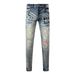 American High Street Internet Celebrity Purple New Blue And White Ripped Jeans Men Hip Hop Slim Fit Casual Long Pants_mkmklike.com