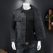 Loom Europe Station 2023 Autumn New Men's Washed Casual Denim Jacket Solid Color Turn-Down Collar Top Trendy_mkmklike.com