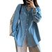 Chicco Vintage Hong Kong Style Denim 2025 Loose Design Sense Niche Top Polo Collar Autumn Shirt For Women_mkmklike.com