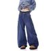 Men's Retro Style Wide Leg Jeans Curved Pocket High Street Design Loose Fit Floor Length Pants For Spring Autumn_mkmklike.com