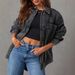 Women's Oversized Boyfriend Style Denim Jacket Long Sleeve Two Piece Design For European And American Markets Suitable_mkmklike.com