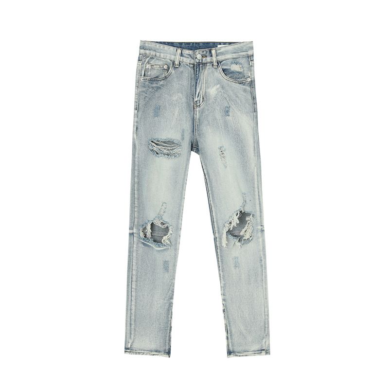MTLCLOTHES Men's Clothing|High Street Style Light Blue Big Ripped Skinny Jeans_mkmklike.com