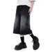 Unisex Retro Washed Distressed Black Cropped Jeans Summer Casual Wide Leg Over The Knee Pants Unisex_mkmklike.com