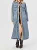 Women's Oversized Long Denim Jacket With Fleece Lining - Street Fashion Winter Coat_mkmklike.com