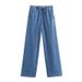 Women's Clothing Autumn Casual Fashion Denim Shirt Drawstring Straight Trousers Suit_mkmklike.com