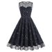 Women's Clothing new round neck sleeveless retro mesh embroidery 50S retro dress _mkmklike.com