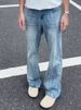 Men’s Blue Lightning Wash Jeans – Slim Fit Bootcut Pants With Straight-Leg Styling (Blue/Black, Sizes S-3XL)_mkmklike.com