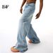 EF JEANS | 2024 New American Washed Crease Design Sense Straight Mopping Old Light Blue, Jeans_mkmklike.com