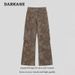 American High Street Fashion Brand Camouflage Rivet Multi-Pocket Cargo Jeans Unisex Loose Flared Wide-Leg Pants_mkmklike.com