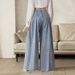 Women's High Waist Striped Washed Denim Jeans BAGGY Straight Leg Long Pants Available_mkmklike.com