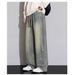 American Retro Summer Trendy Brand Vibe Loose Wide-leg Pants Men's Washed Scimitar Tooling Teen Denim Trousers_mkmklike.com