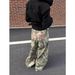 Retro American Letter Print Camouflage Casual Pants Straight Wide Leg Versatile Jeans for Men And Women Instagram Style_mkmklike.com