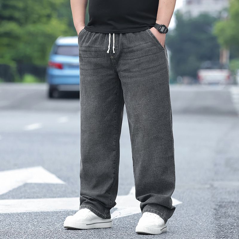 Men's Plus Size Relaxed Fit Straight Leg Jeans - High Waist Stretchy Comfort For Big & Tall Gentlemen (XL-8XL, Multiple Colors)_mkmklike.com